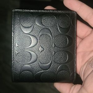 Coach 3 In 1 Men's Compact ID Wallet Black C Embossed Leather F75371